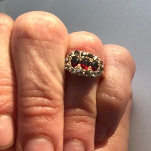 Vintage 1892 Garnet & Diamond 14k Ring